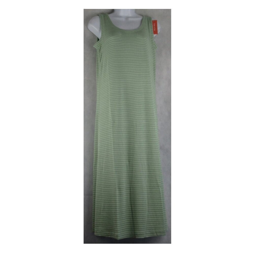 State of Day Women's Ribbed Knit 91% Modal Sleeveless Nightgown, Green, XS